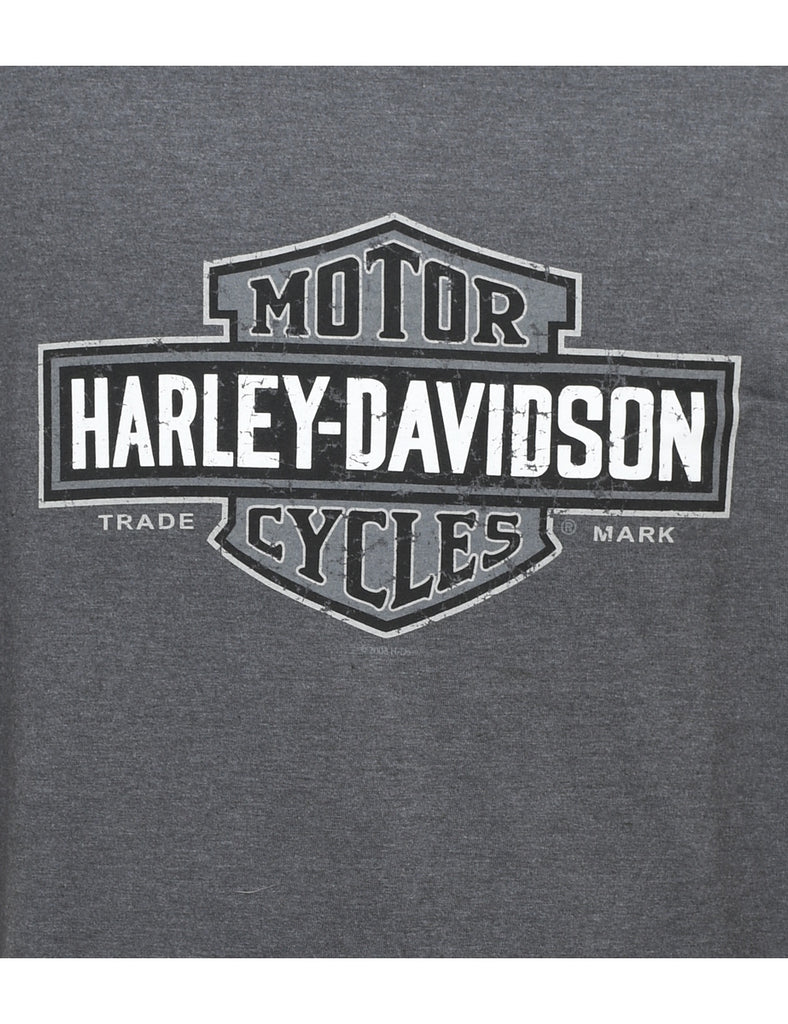 Harley Davidson Grey Y2K Printed T-shirt - XL