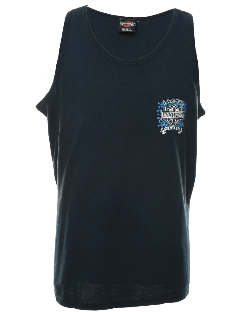 Harley Davidson Navy Printed Y2K Vest - XL