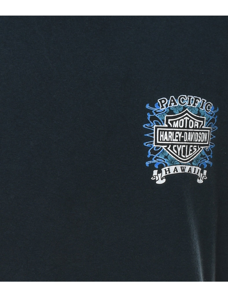 Harley Davidson Navy Printed Y2K Vest - XL