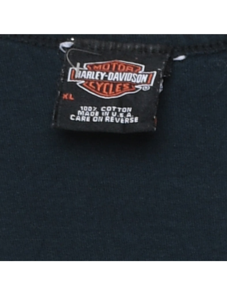 Harley Davidson Navy Printed Y2K Vest - XL