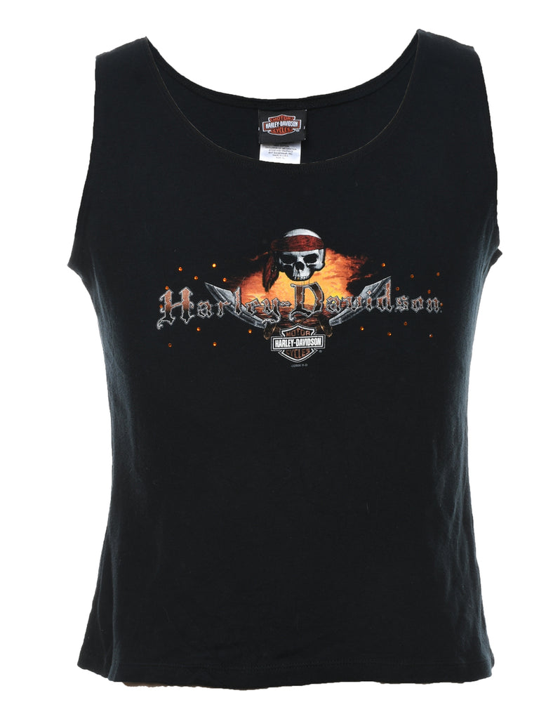Harley Davidson Orange & Black Y2K Vest - M