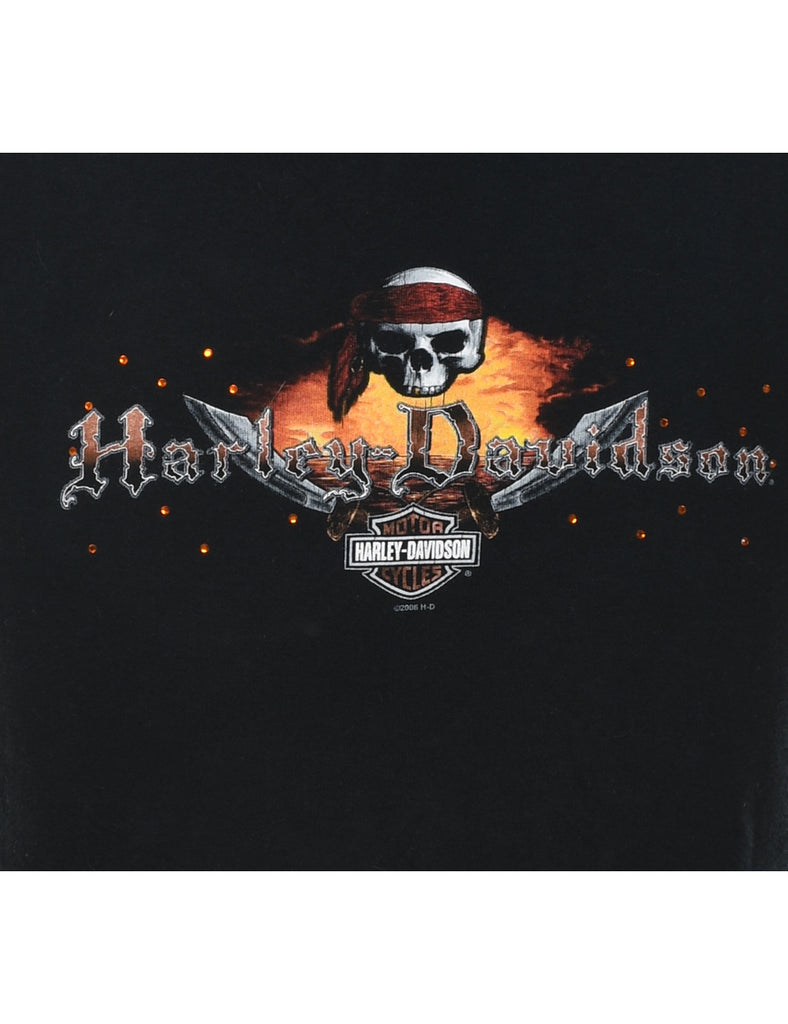 Harley Davidson Orange & Black Y2K Vest - M