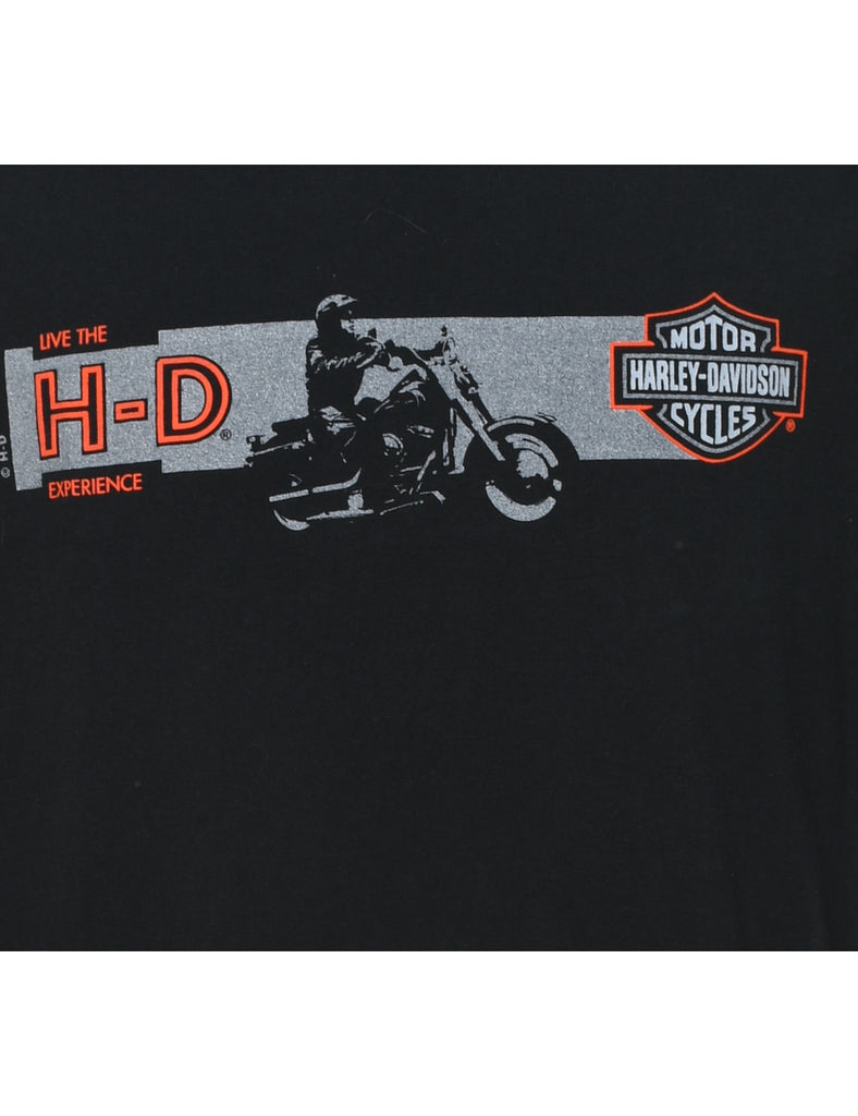 Harley Davidson Printed Black & Orange T-shirt - XL