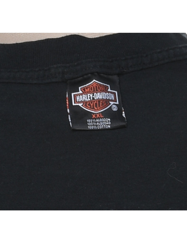 Harley Davidson Printed Black & Orange T-shirt - XL