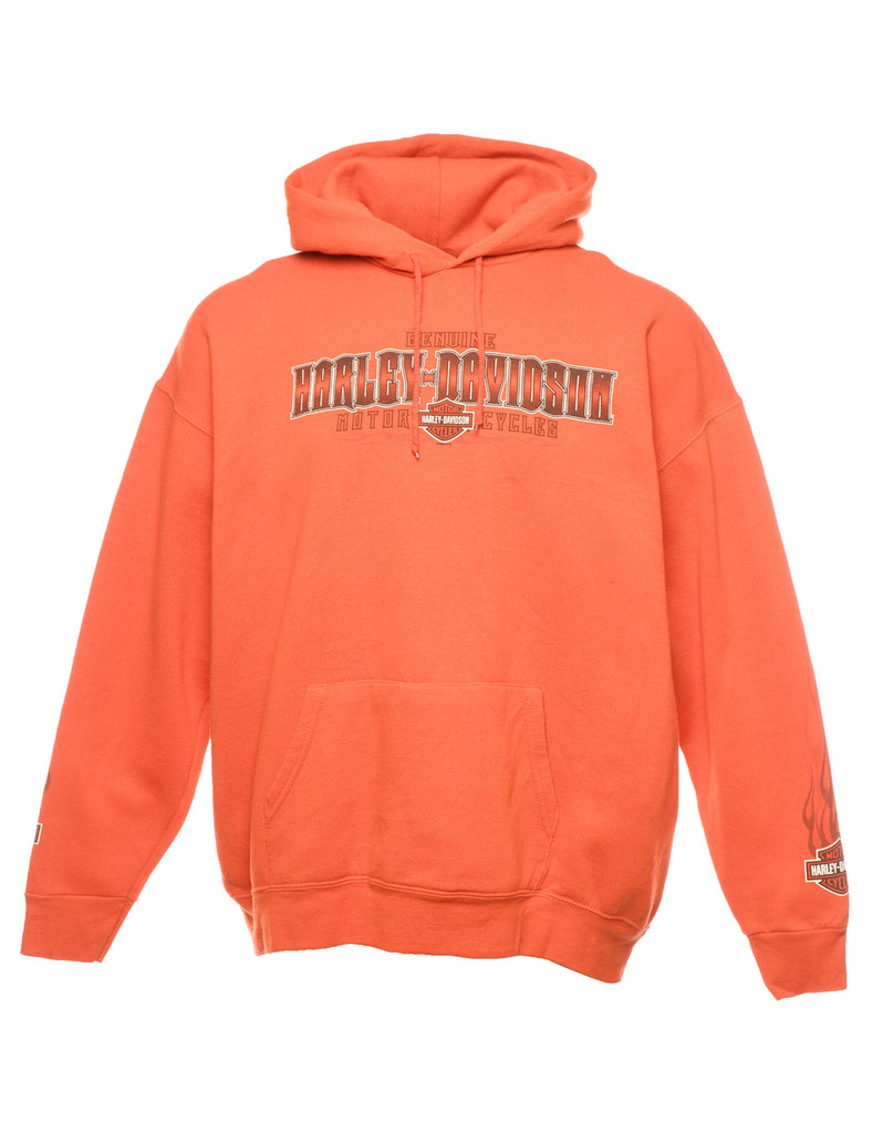 Harley Davidson Printed Orange Hoodie - XL