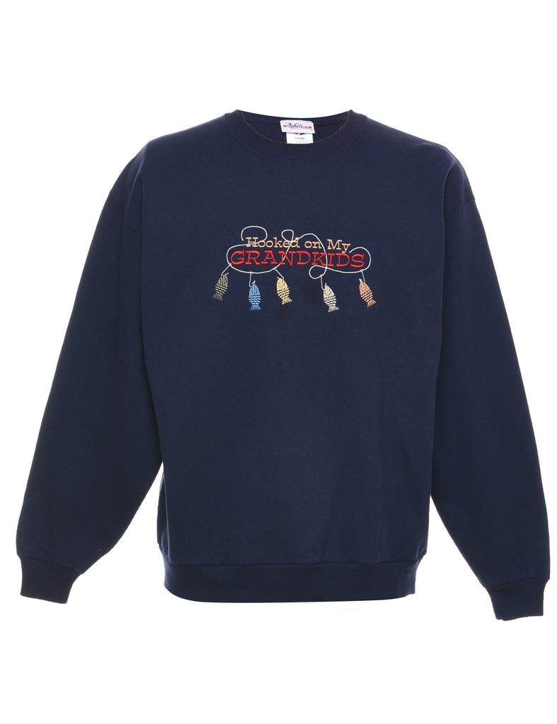 Hooked On My Grand Kids Embroidered Sweatshirt - L