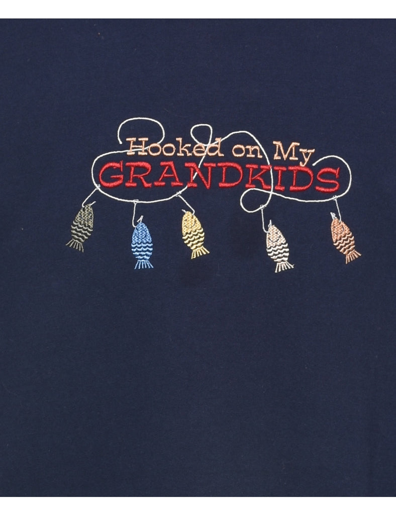 Hooked On My Grand Kids Embroidered Sweatshirt - L