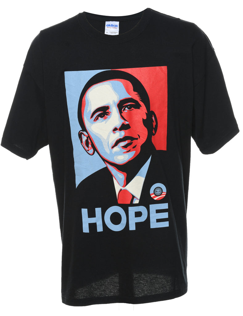 Hope Design Black Obama Design Printed T-shirt - XL