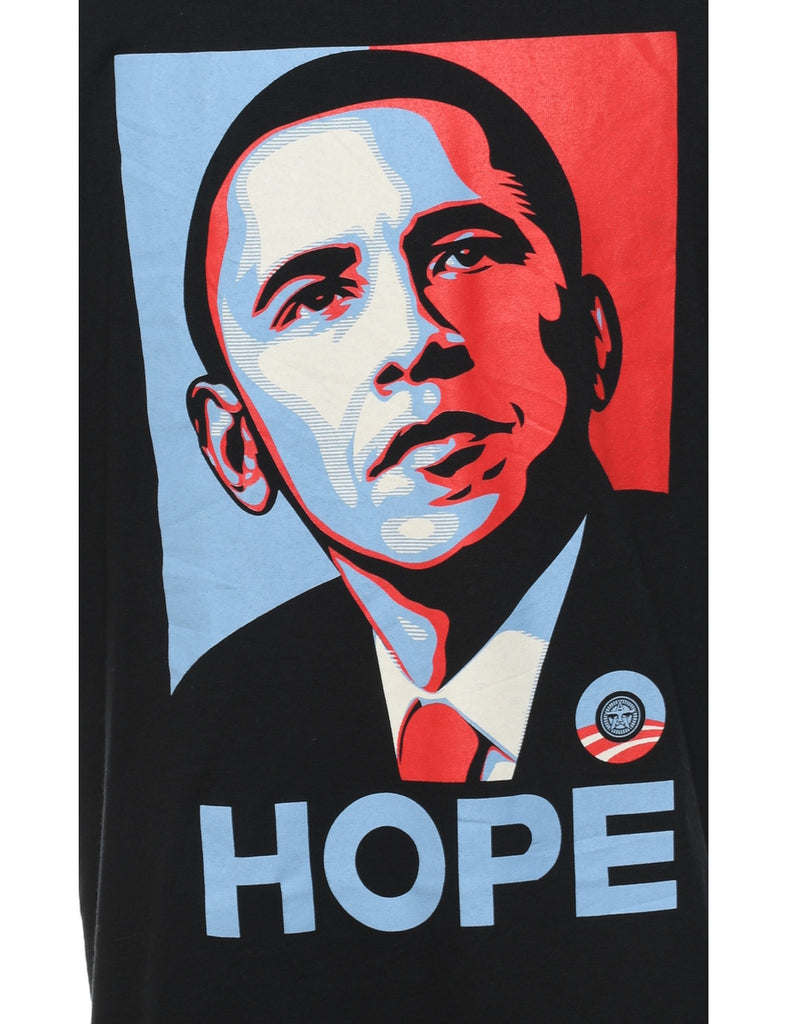 Hope Design Black Obama Design Printed T-shirt - XL