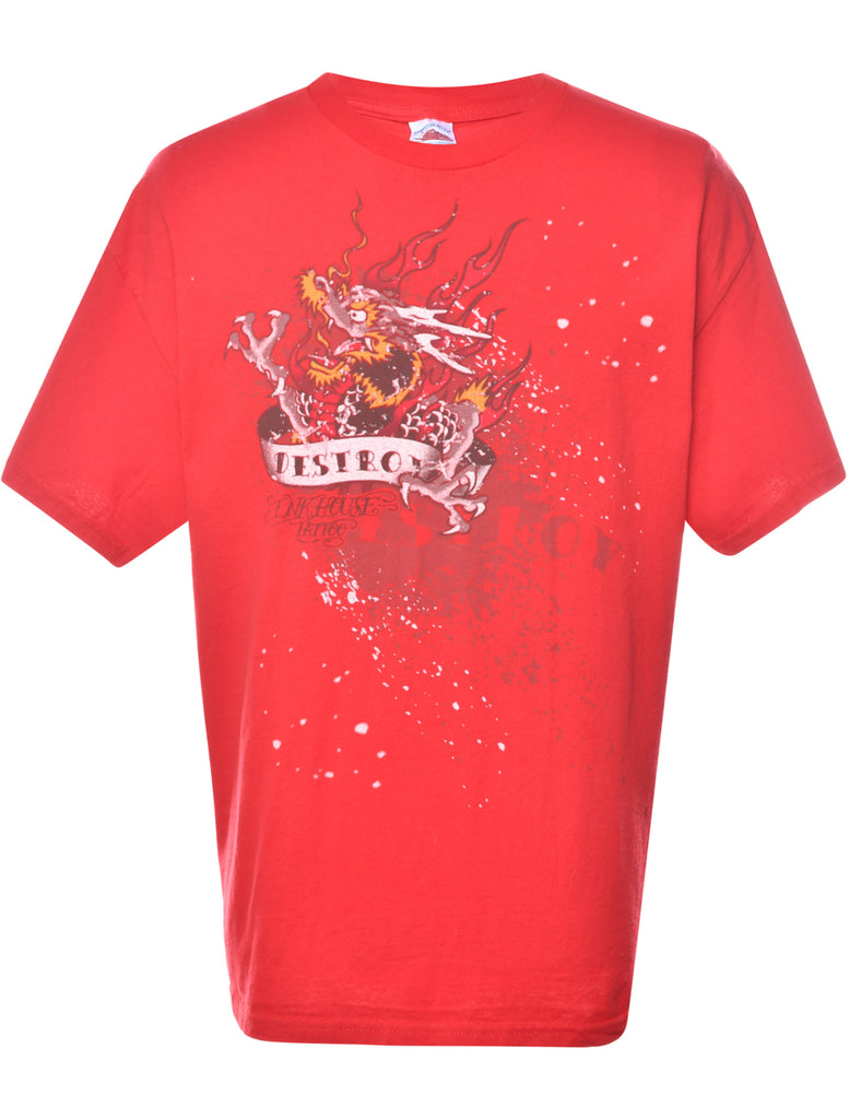 Ink House Tattoo Print Dragon T-shirt - XL