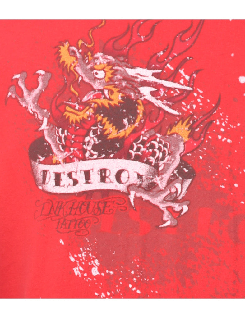 Ink House Tattoo Print Dragon T-shirt - XL