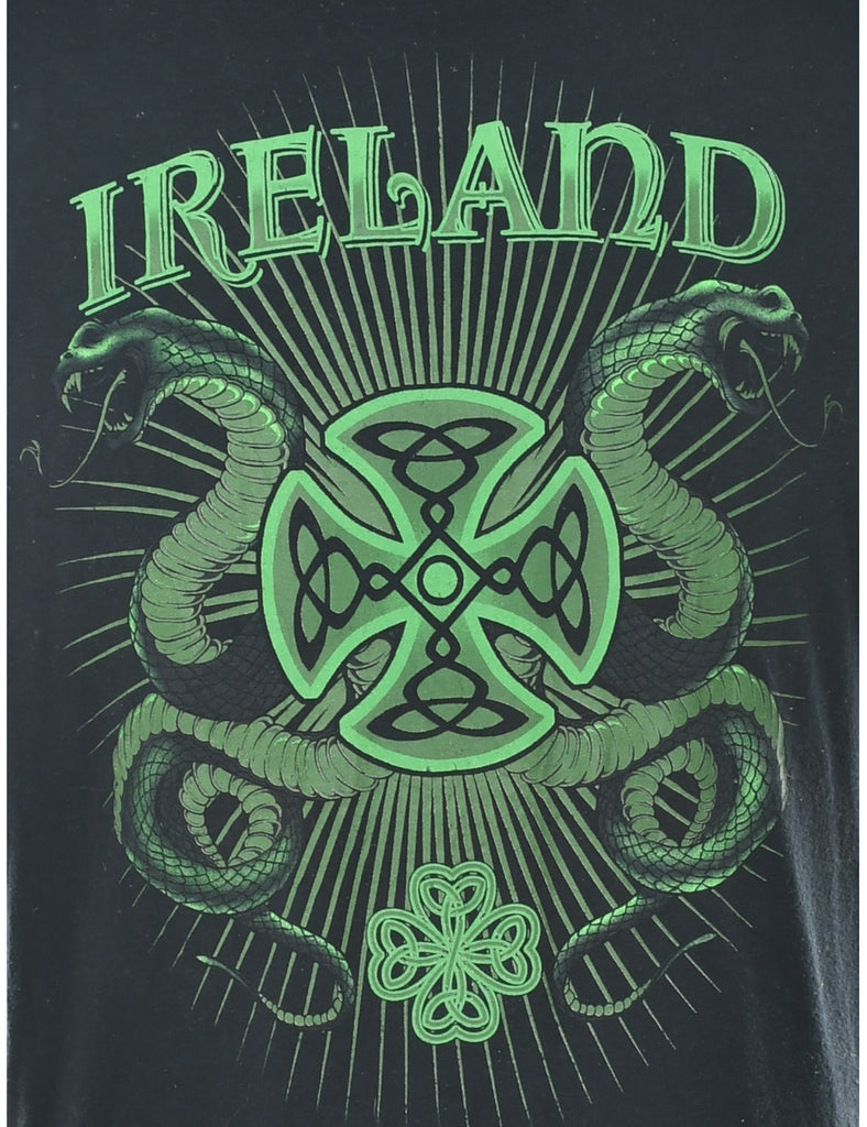 Ireland Black & Green Printed T-shirt - XL
