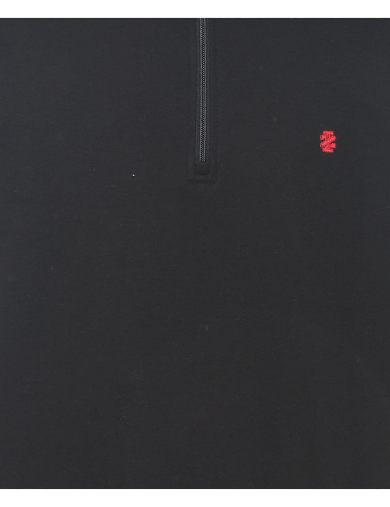 Izod Plain Black Quarter-Zip Sweatshirt - XL