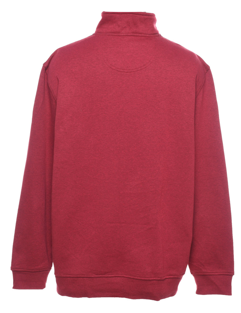 Izod Quarter-Zip Maroon Plain Sweatshirt - XL