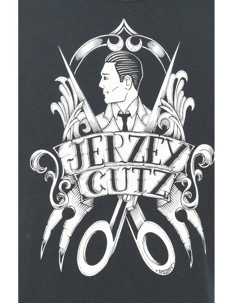 Jerzey Cutz Printed Black T-shirt - XL