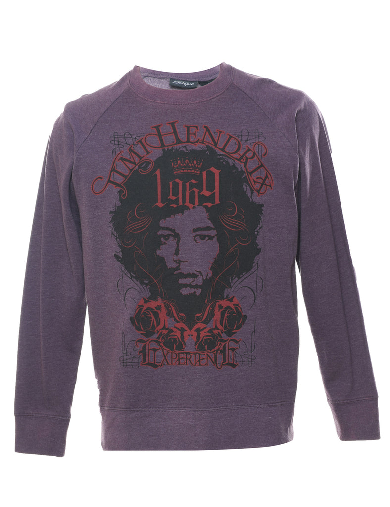 Jimi Hendrix Printed Purple Sweatshirt - M