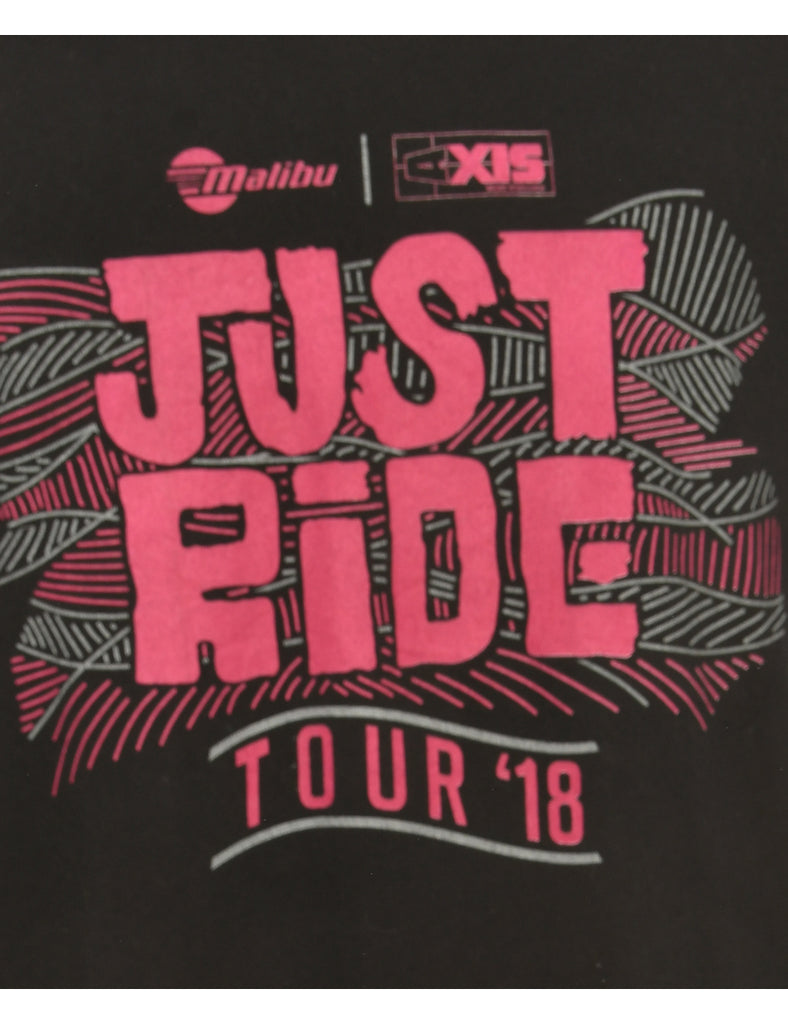 Just Ride Black Printed T-shirt - M