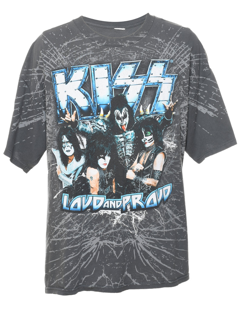 Kiss Grey & Light Blue Classic Band T-shirt - XL