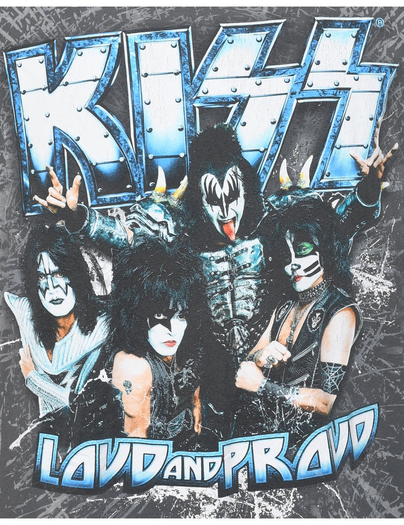 Kiss Grey & Light Blue Classic Band T-shirt - XL