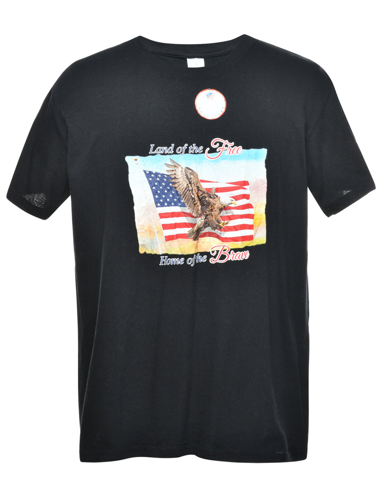 Land Of The Free Home Of The Brave Printed T-shirt - L