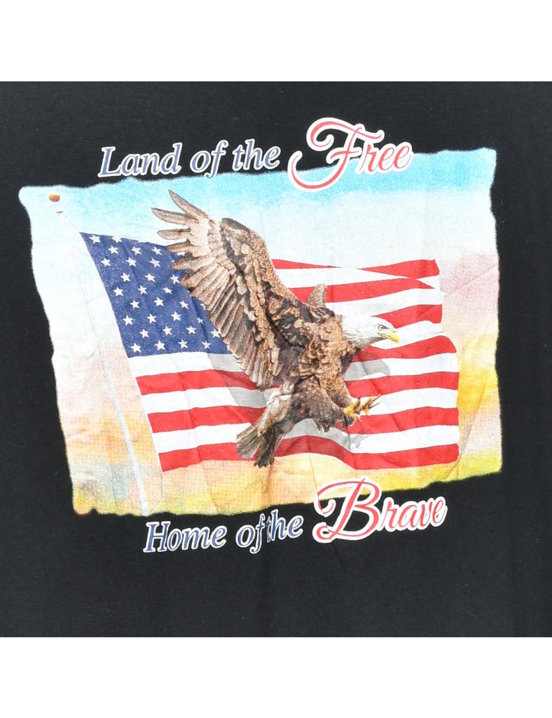 Land Of The Free Home Of The Brave Printed T-shirt - L