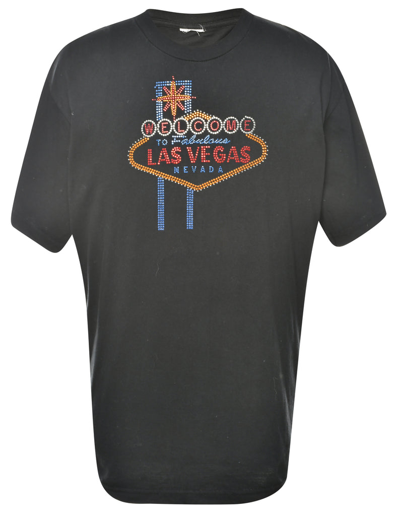 Las Vegas Sequins Printed T-shirt - XL