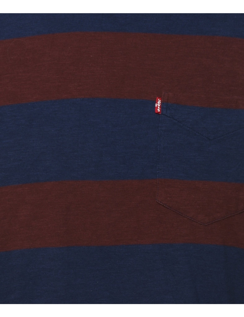 Levi's Striped Navy & Maroon Printed T-shirt - XL