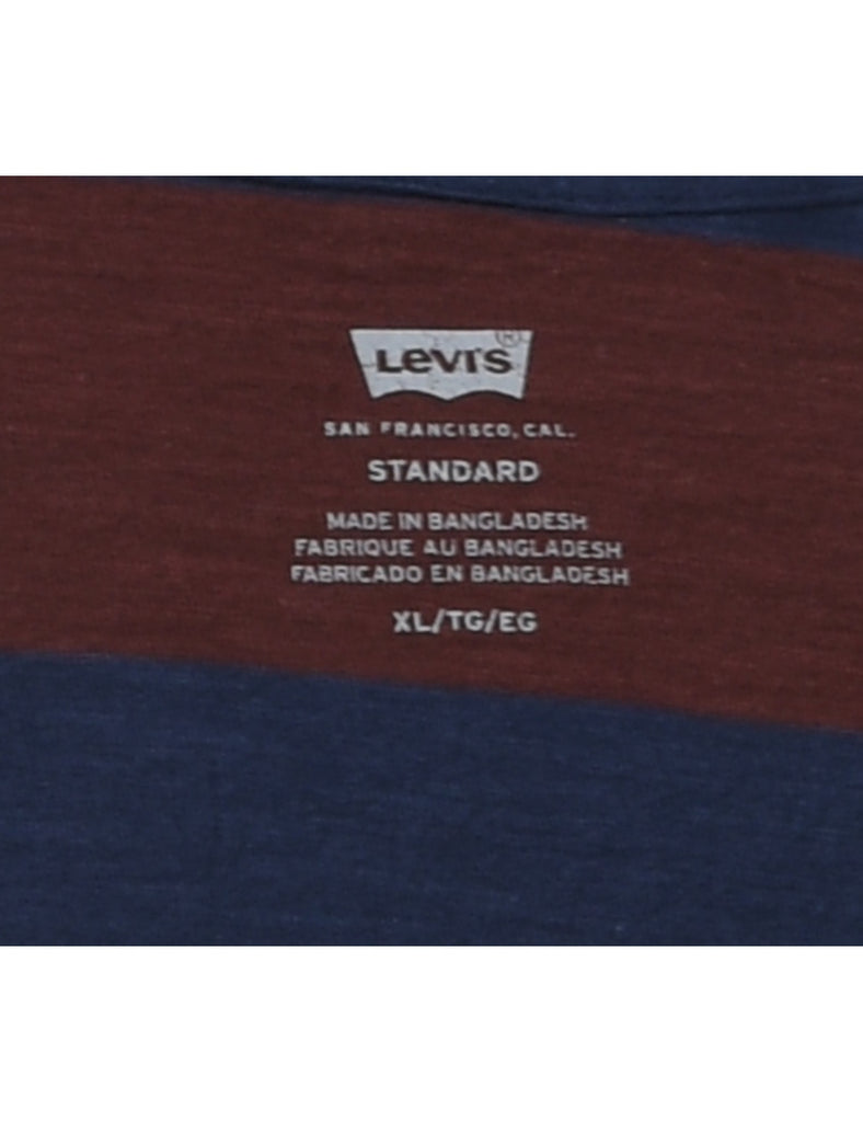 Levi's Striped Navy & Maroon Printed T-shirt - XL