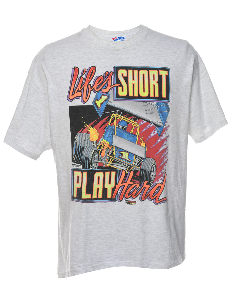 Life's Short Play Hard Printed Graphic Multi-Colour T-shirt - XL