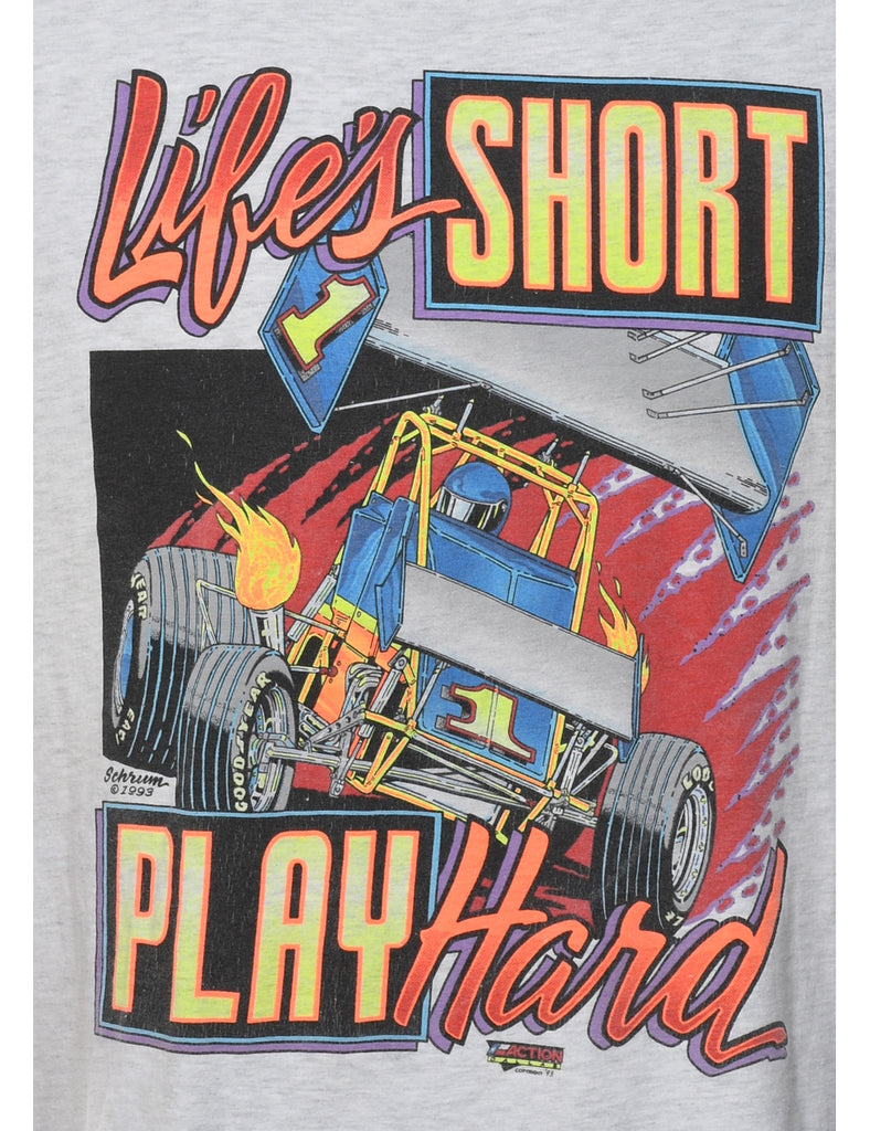 Life's Short Play Hard Printed Graphic Multi-Colour T-shirt - XL