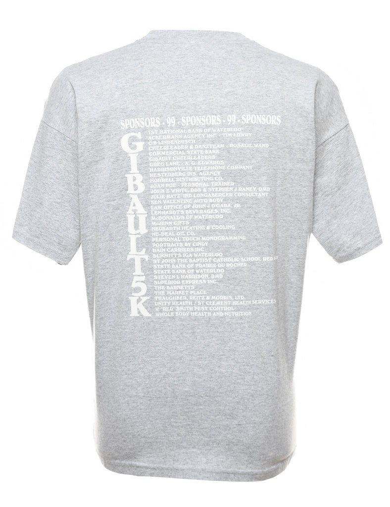 Light Grey & Maroon Gibault Printed T-shirt - XL