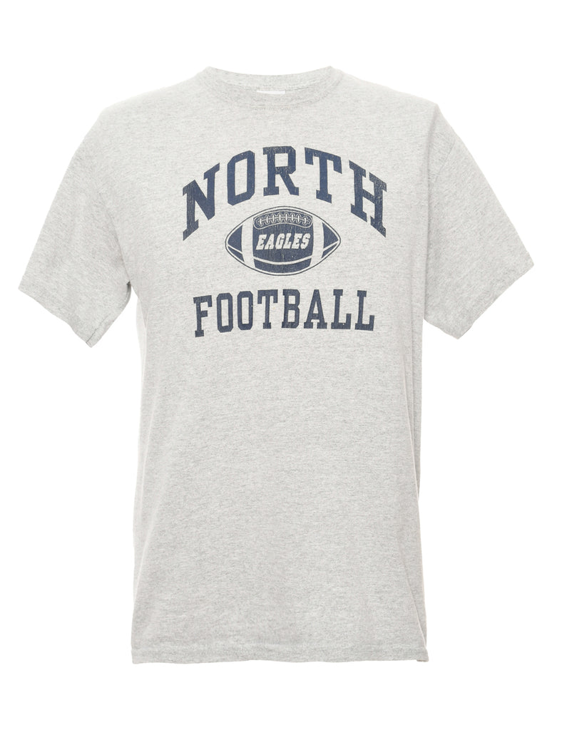 Light Grey North Football Gildan Printed T-shirt - M