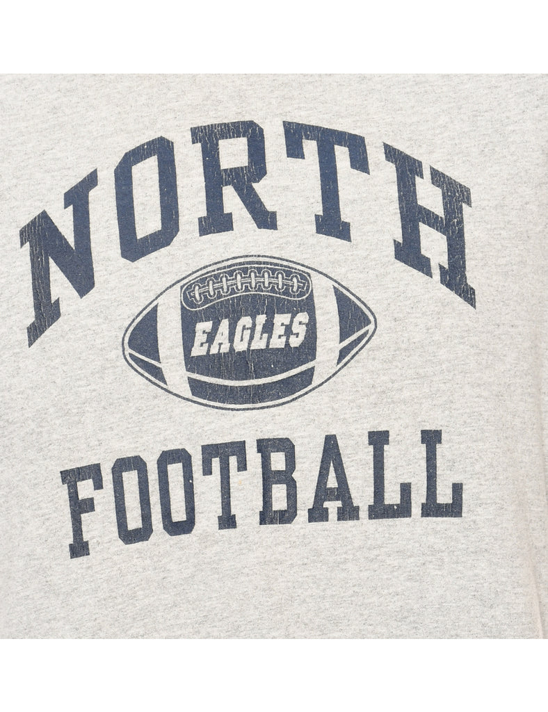 Light Grey North Football Gildan Printed T-shirt - M