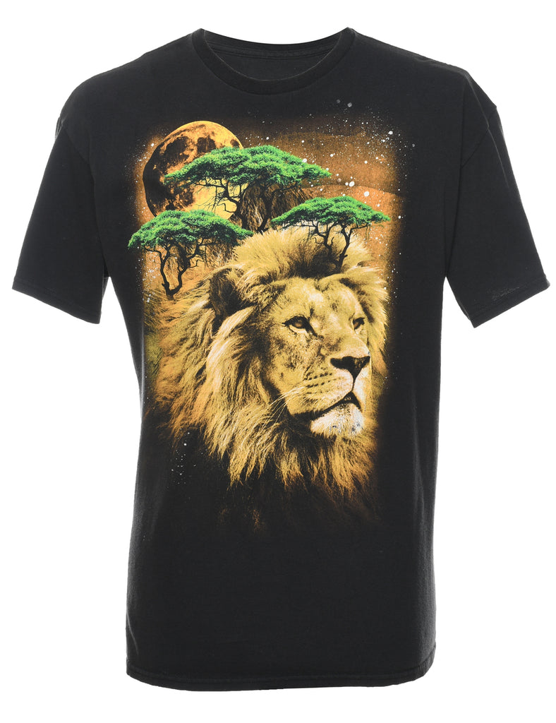 Lion Design Printed T-Shirt - L