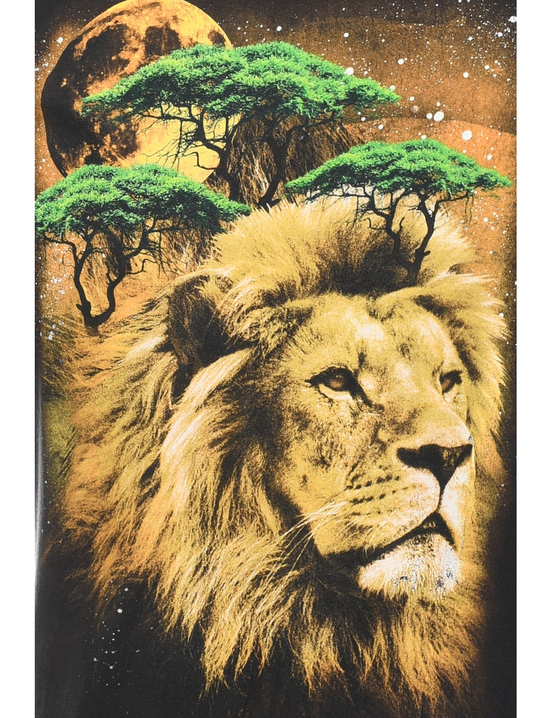 Lion Design Printed T-Shirt - L