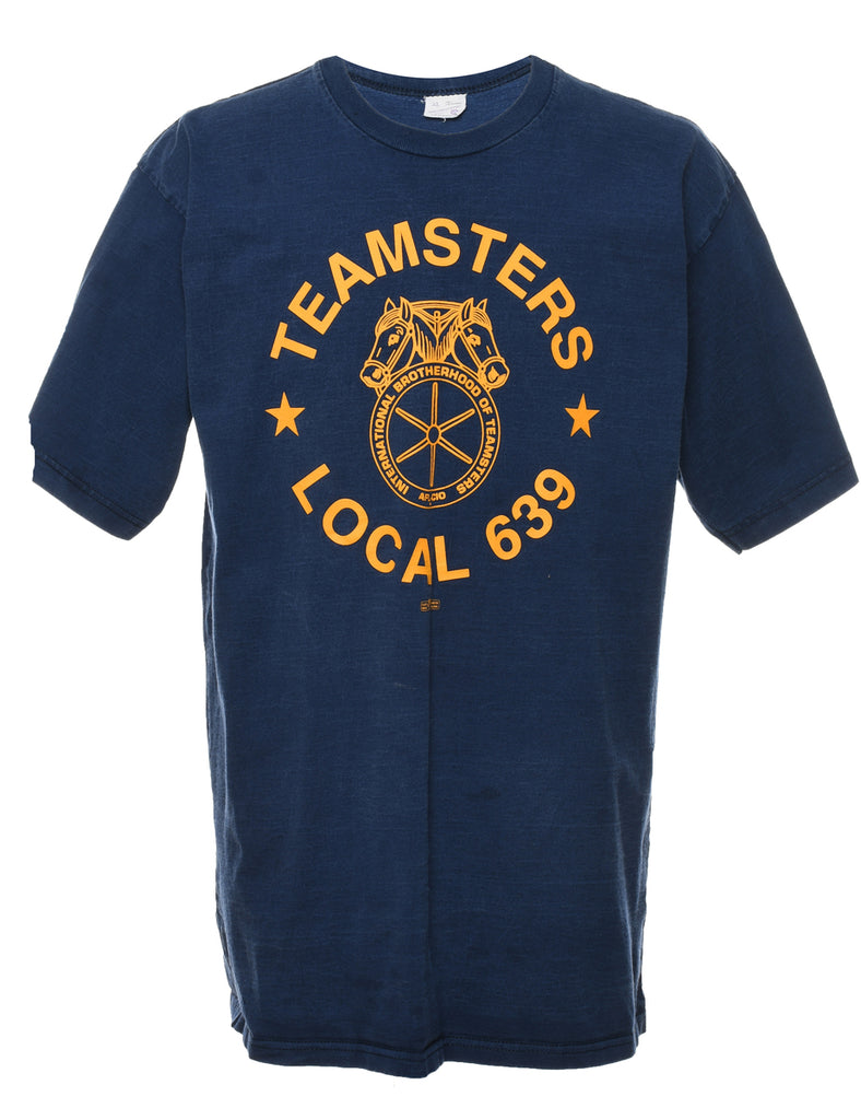 Local Teamsters Navy & Yellow Printed T-shirt - XL