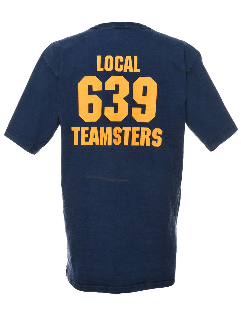 Local Teamsters Navy & Yellow Printed T-shirt - XL