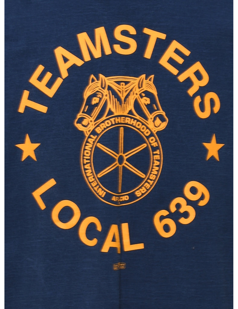 Local Teamsters Navy & Yellow Printed T-shirt - XL