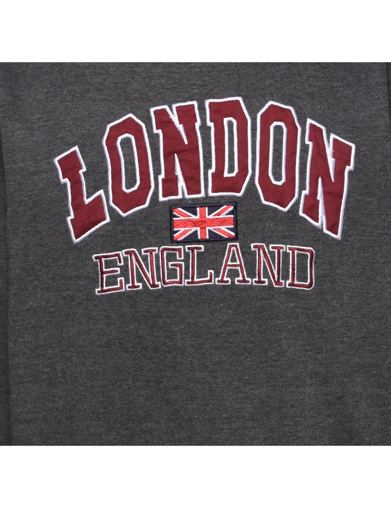 London England Dark Grey Embroidered Sweatshirt - S