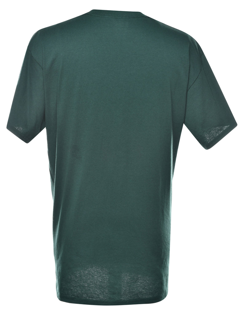 Lose Carbs Printed Dark Green & Pale Yellow T-shirt - XL