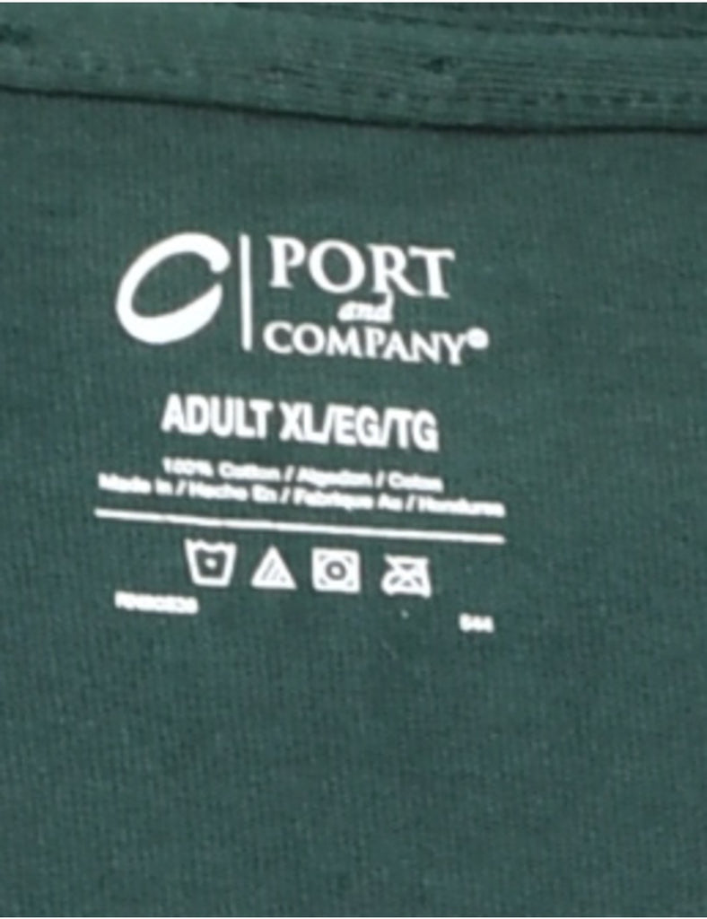 Lose Carbs Printed Dark Green & Pale Yellow T-shirt - XL