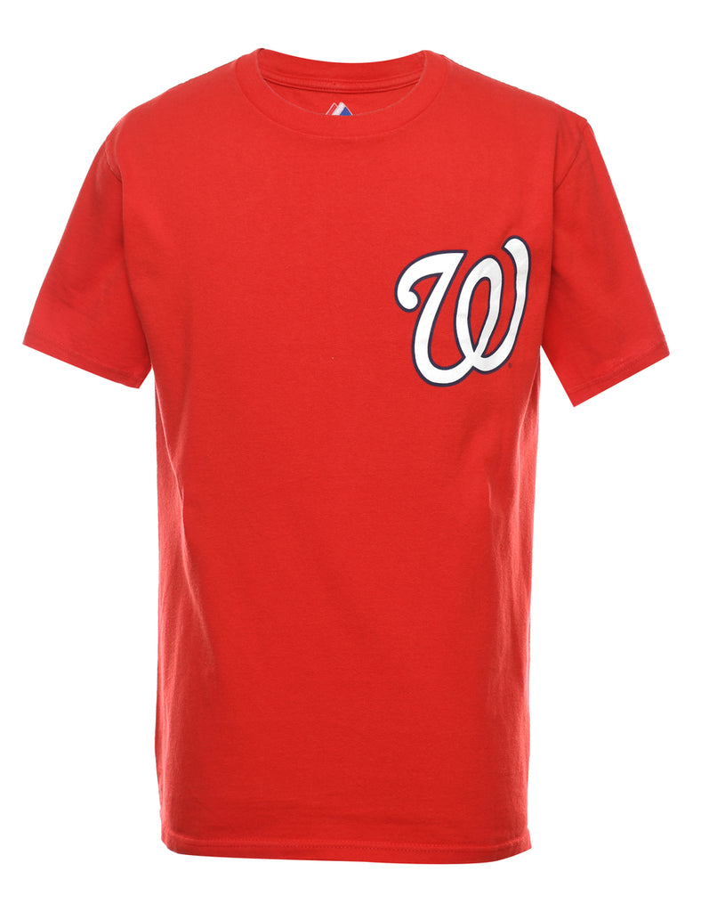 Majestic Espinosa 18 Printed Red & White T-shirt - S