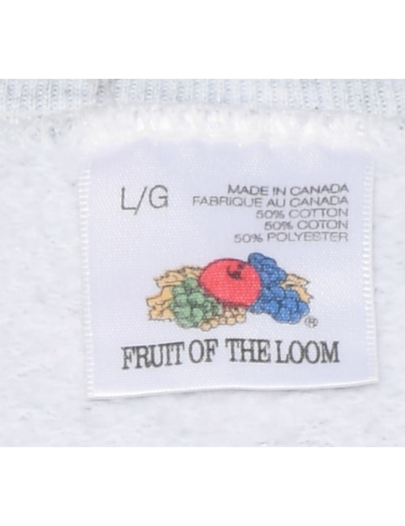 Marl Grey Polar Bear Design 1990s Cartoon Sweatshirt - L