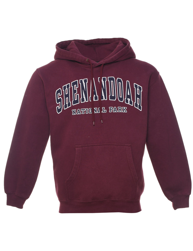 Maroon & Black Embroidered Hoodie - S