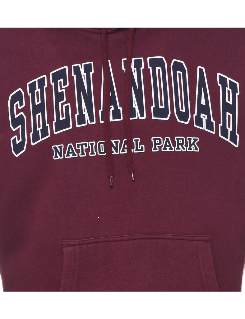 Maroon & Black Embroidered Hoodie - S