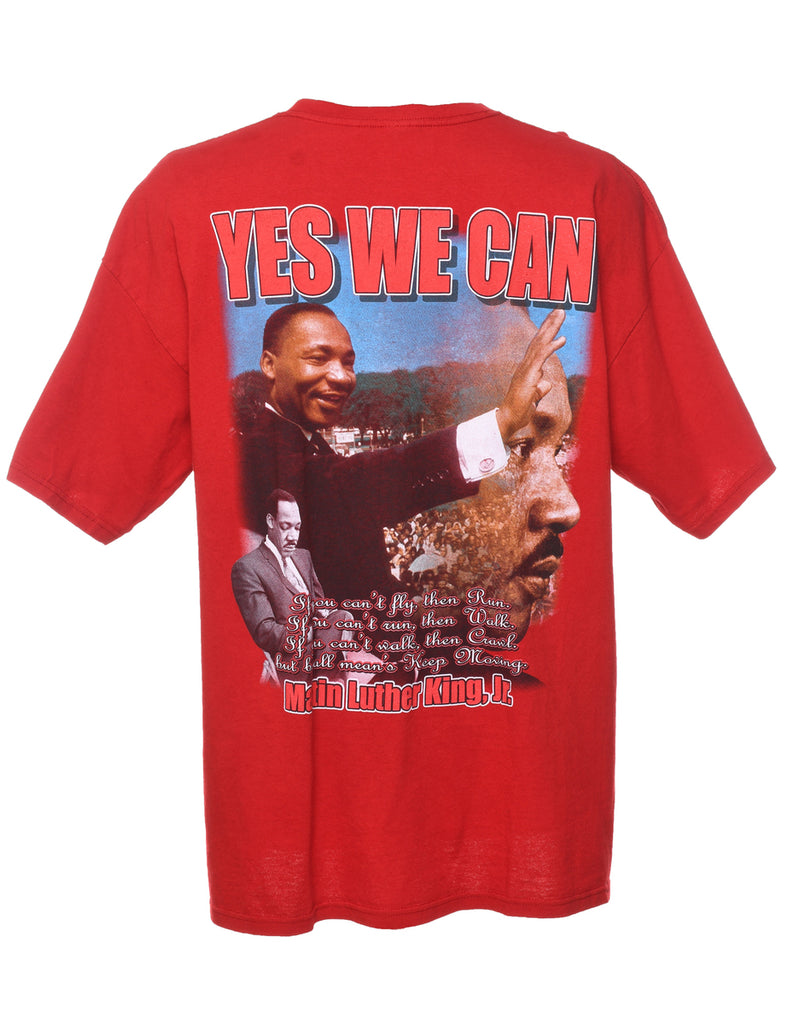 Martin Luther King Red Printed T-shirt - XXL
