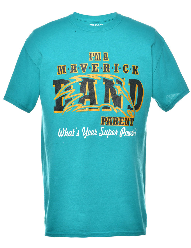 Maverick Band Parent Turquoise Printed T-shirt - M