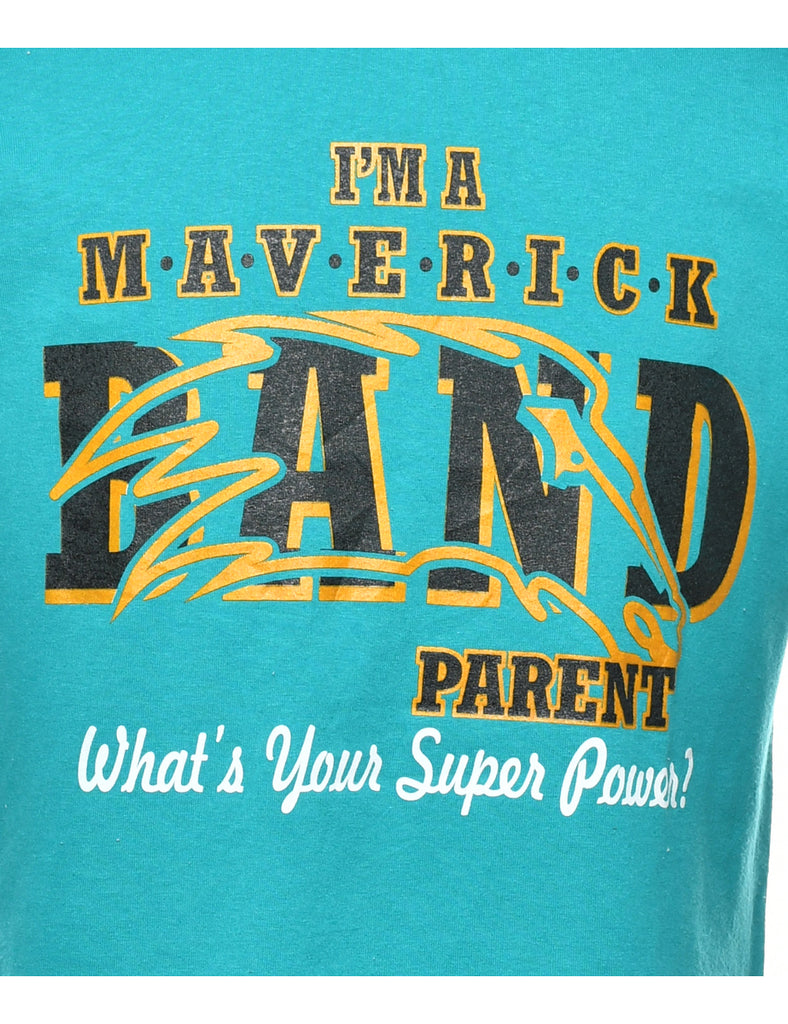 Maverick Band Parent Turquoise Printed T-shirt - M