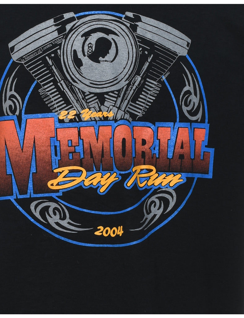 Memorial Day Run Black Printed T-shirt - XL