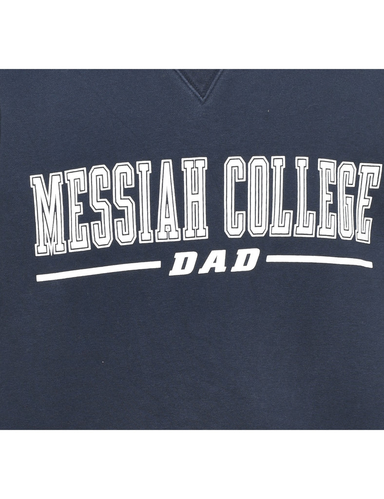 Messiah College Navy & White Printed Sweatshirt - XL